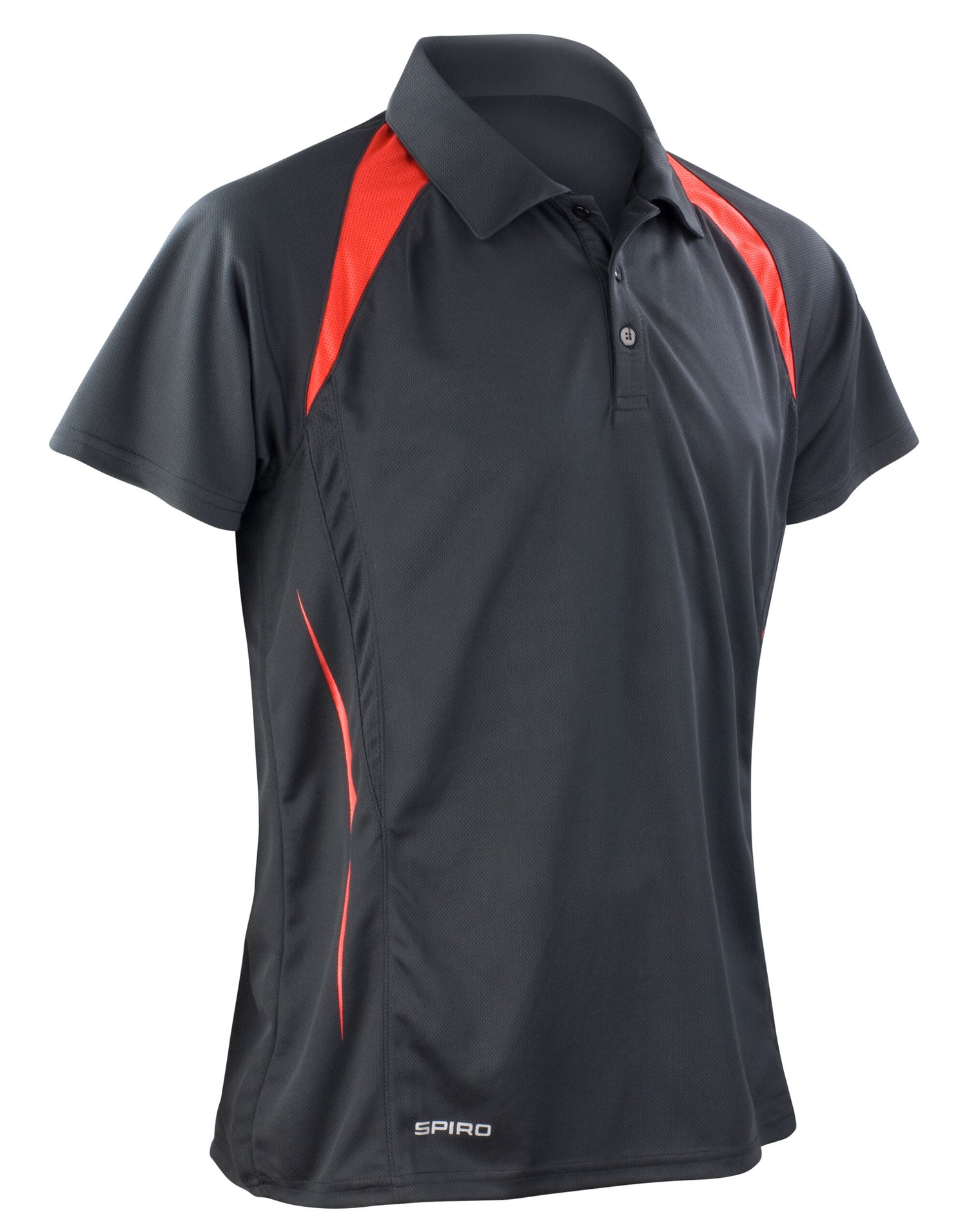 Spiro Mens Team Spirit Polo Shirt S177M - Black Red - Customisable Polos