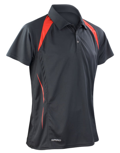 Spiro Mens Team Spirit Polo Shirt S177M - Black Red - Customisable Polos