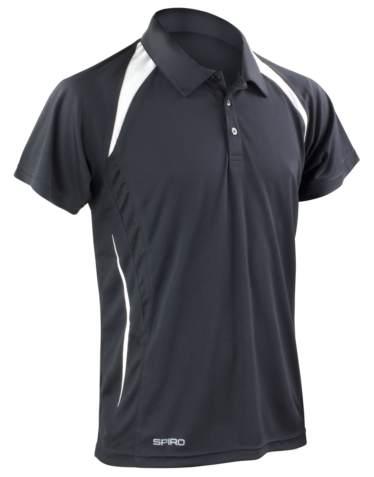 Spiro Mens Team Spirit Polo Shirt S177M - Black White - Customisable Polos