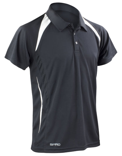 Spiro Mens Team Spirit Polo Shirt S177M - Black White - Customisable Polos