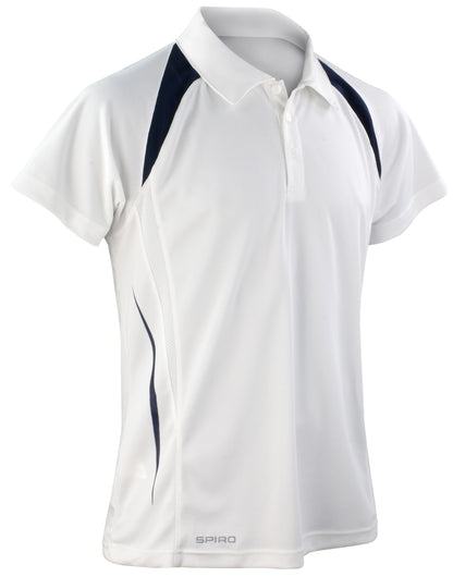 Spiro Mens Team Spirit Polo Shirt S177M - White Navy - Customisable Polos
