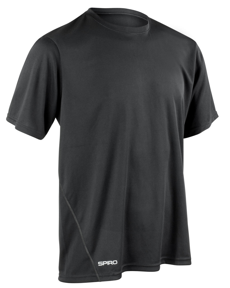 Spiro Mens Quick Dry SSleeve T Shirt s253m - Black - Customisable T-Shirts