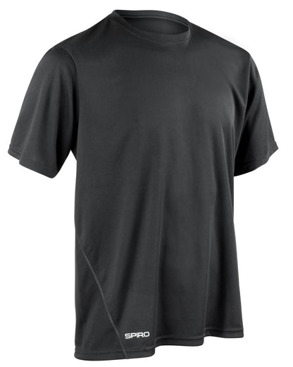 Spiro Mens Quick Dry SSleeve T Shirt s253m - Black - Customisable T-Shirts