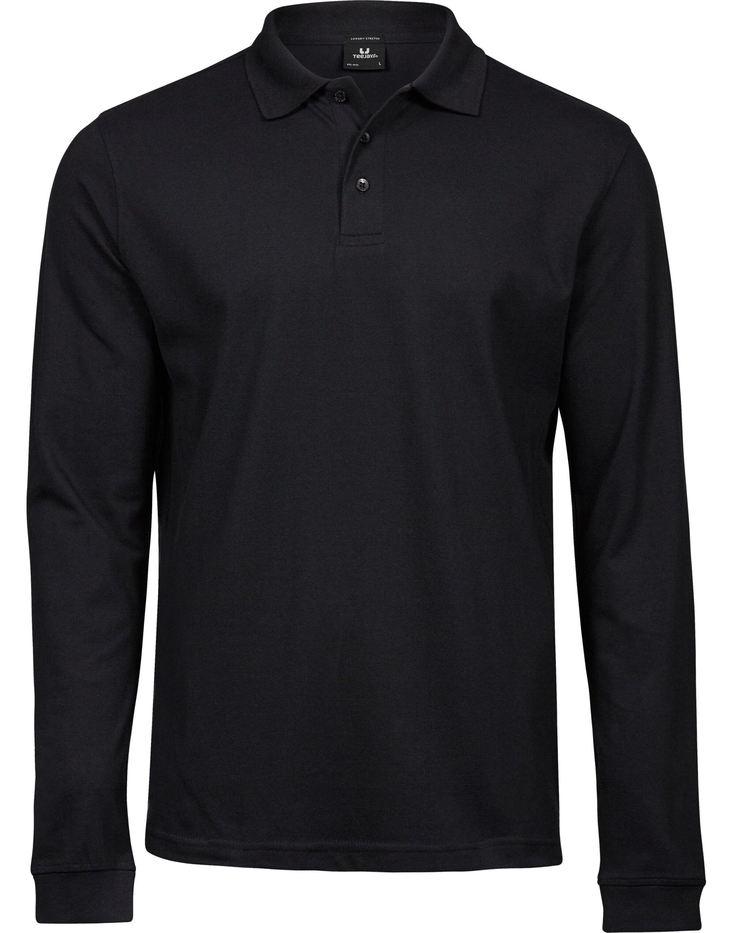 Tee Jays Mens Luxury L/S Stretch Polo TJ1406 - Black - Customisable Polos