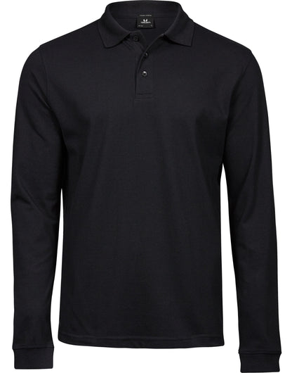 Tee Jays Mens Luxury L/S Stretch Polo TJ1406 - Black - Customisable Polos