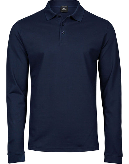 Tee Jays Mens Luxury L/S Stretch Polo TJ1406 - Navy - Customisable Polos