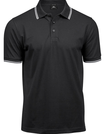 Tee Jays Mens Luxury Stripe Stretch Polo TJ1407 - Black White - Customisable Polos