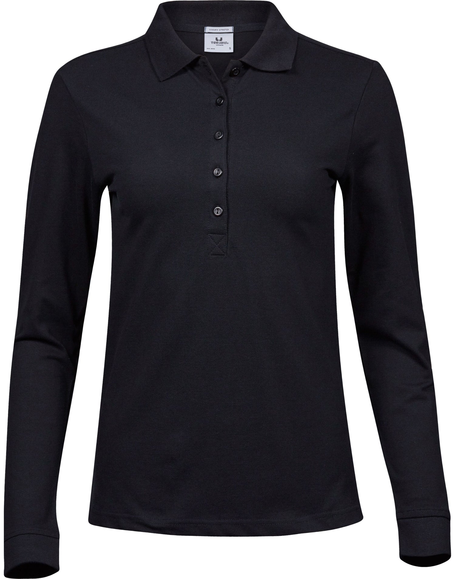 Tee Jays Ladies Luxury L/S Stretch Polo TJ146 - Black - Customisable Polos