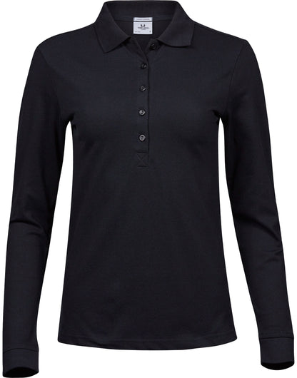Tee Jays Ladies Luxury L/S Stretch Polo TJ146 - Black - Customisable Polos