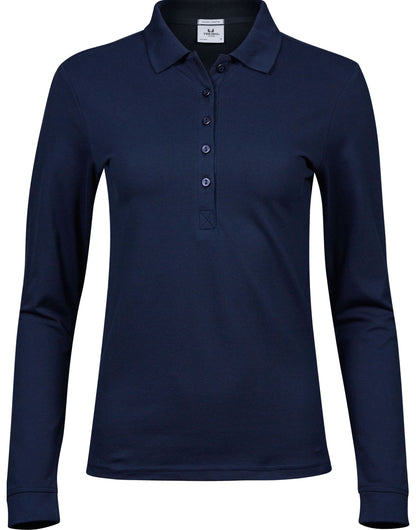 Tee Jays Ladies Luxury L/S Stretch Polo TJ146 - Navy - Customisable Polos