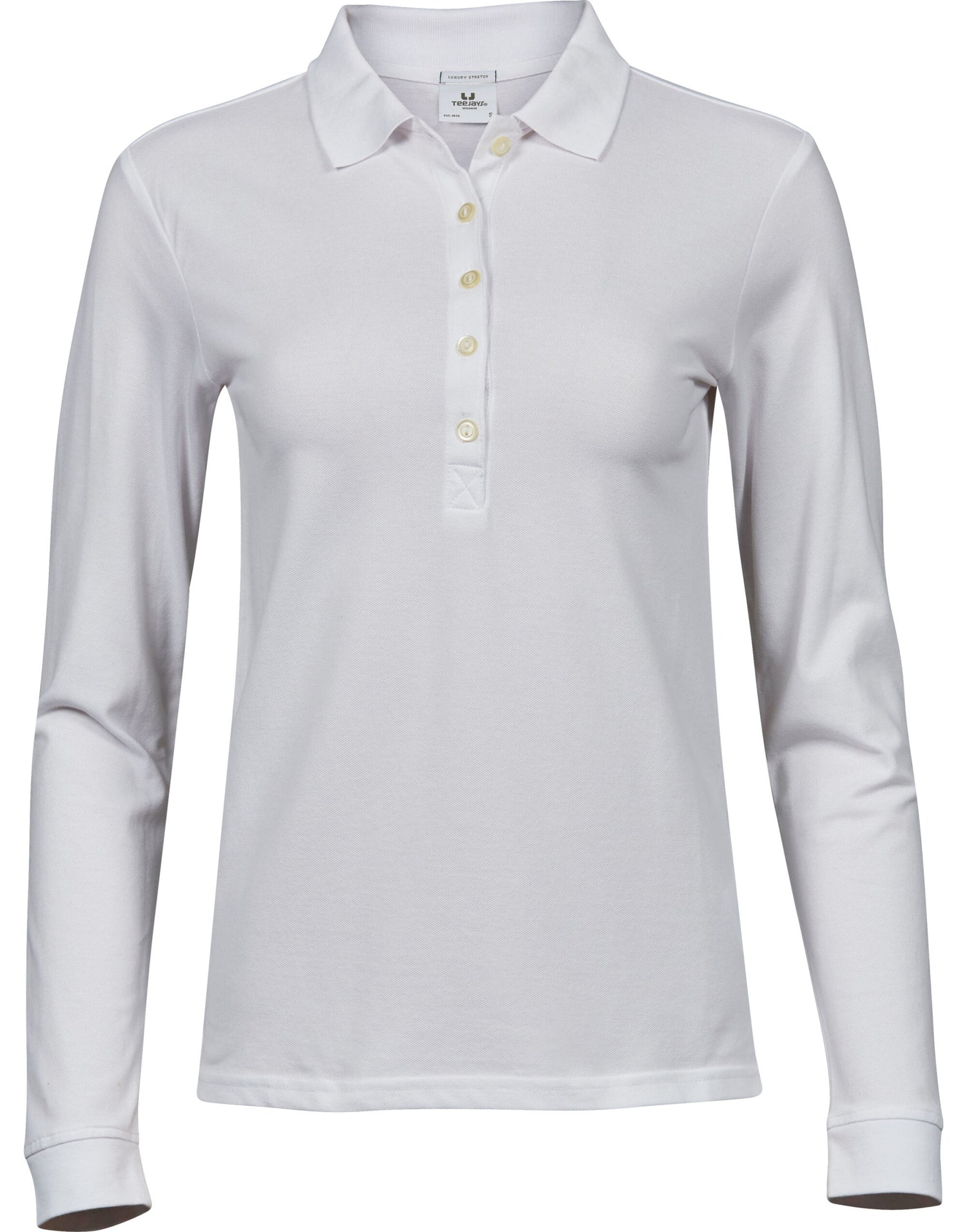 Tee Jays Ladies Luxury L/S Stretch Polo TJ146 - White - Customisable Polos