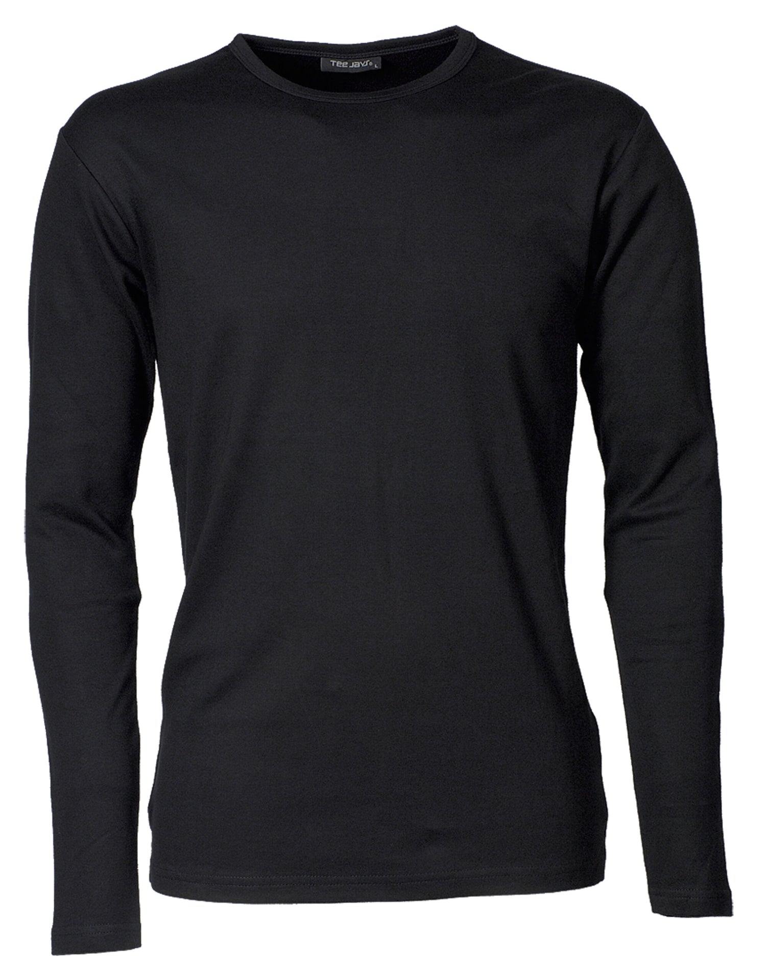 Tee Jays Mens Long Sleeve Interlock Tee TJ530 - Black - Customisable T-Shirts