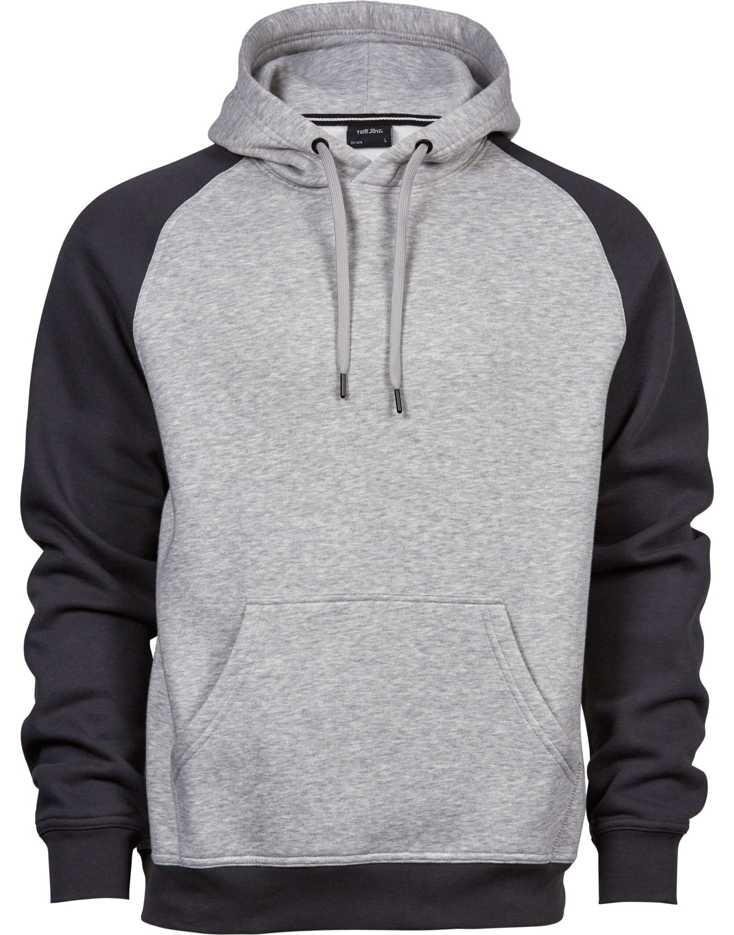 Tee Jays Mens Two-Tone Hooded Sweat TJ5432 - Heather Dark Grey - Customisable Hoodies