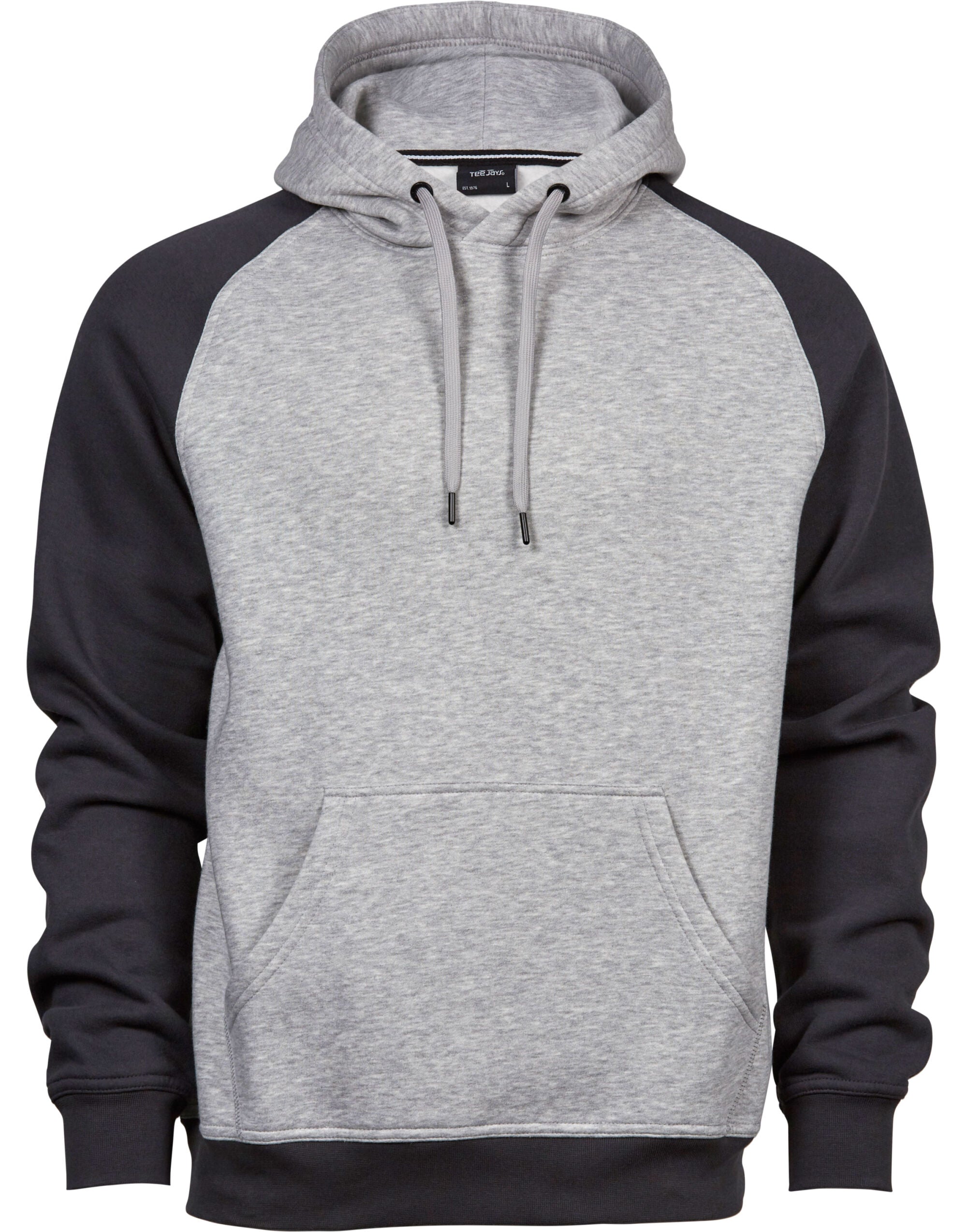 Tee Jays Mens Two-Tone Hooded Sweat TJ5432 - Heather Dark Grey - Customisable Hoodies