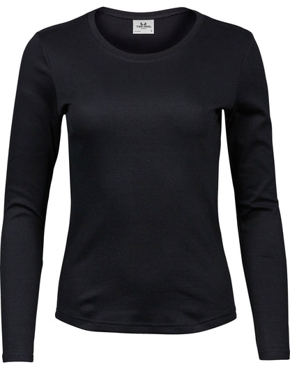 Tee Jays Lady Long Sleeve Interlock Tee TJ590 - Black - Customisable T-Shirts
