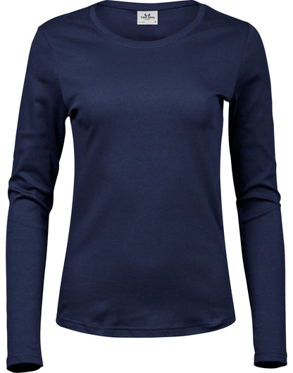 Tee Jays Lady Long Sleeve Interlock Tee TJ590 - Navy - Customisable T-Shirts