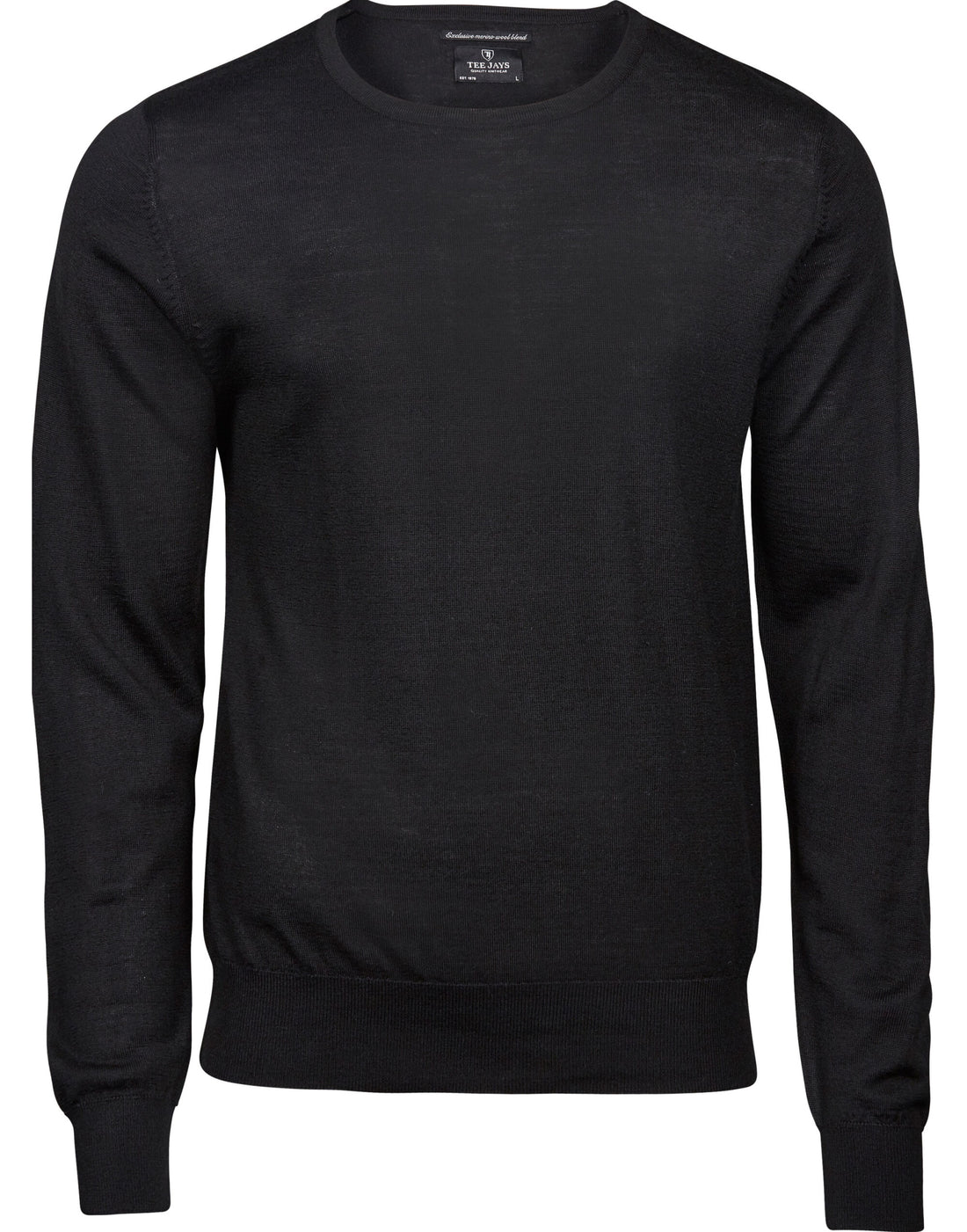 Tee Jays Mens Crew Neck Knitted Sweater TJ6000 - Black - Customisable Jumper