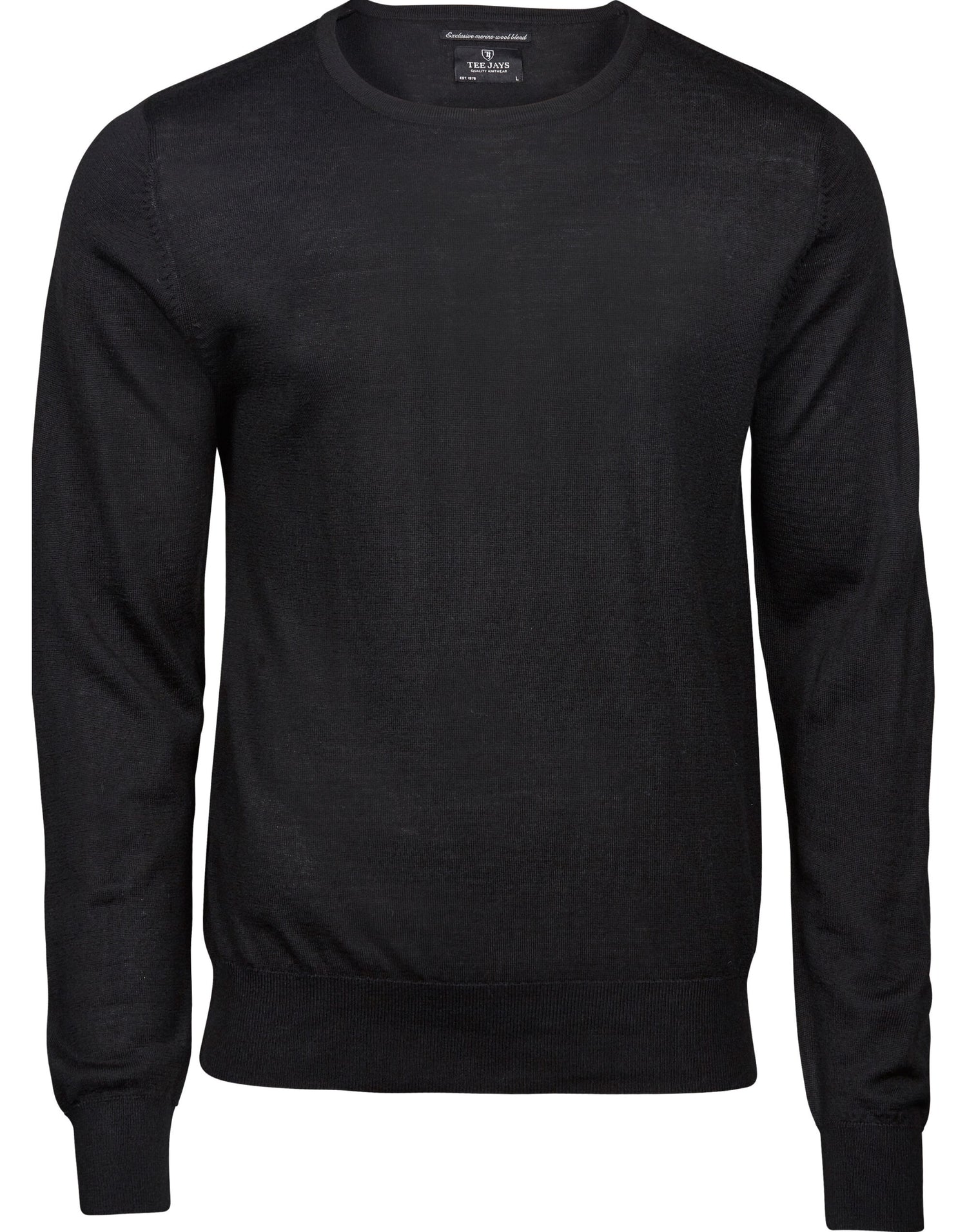 Tee Jays Mens Crew Neck Knitted Sweater TJ6000 - Black - Customisable Jumper