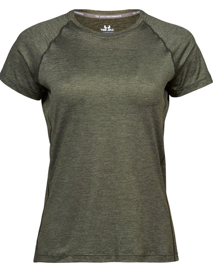 Tee Jays Ladies CoolDry Tee TJ7021 - Olive Melange - Customisable T-Shirts