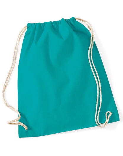 Westford Mill Cotton Gymsac w110 - Emerald O S - Customisable Bags