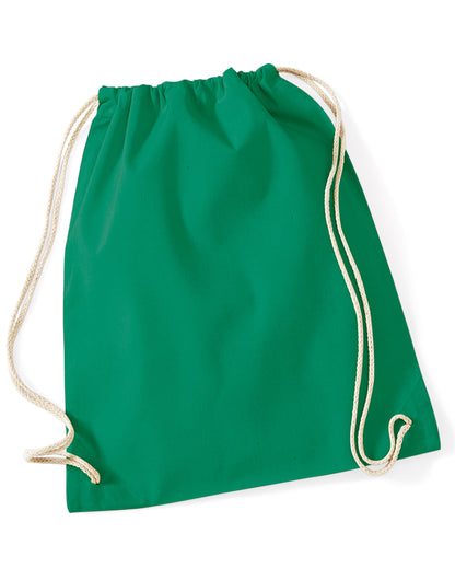 Westford Mill Cotton Gymsac w110 - Kelly Green O S - Customisable Bags