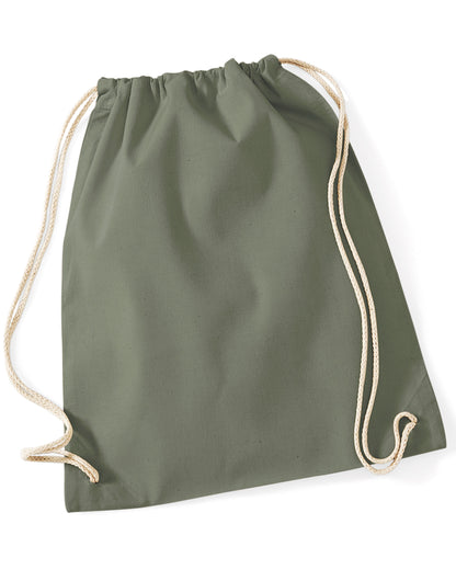 Westford Mill Cotton Gymsac w110 - Olive O S - Customisable Bags