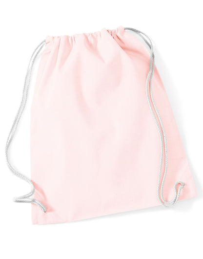 Westford Mill Cotton Gymsac w110 - Pastel Pink White O S - Customisable Bags