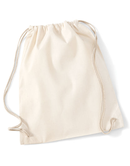 Westford Mill Cotton Gymsac w110 - Natural O S - Customisable Bags