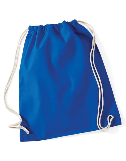 Westford Mill Cotton Gymsac w110 - Bright Royal O S - Customisable Bags