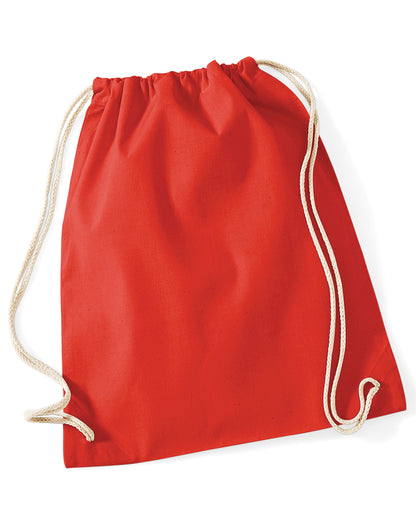 Westford Mill Cotton Gymsac w110 - Bright Red O S - Customisable Bags
