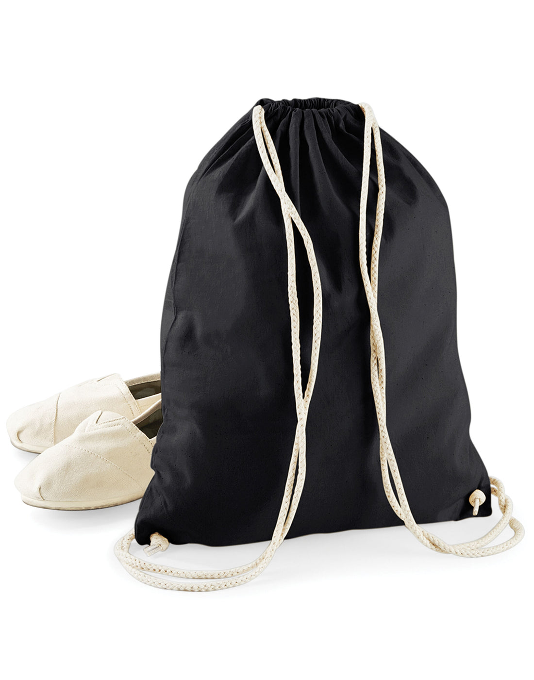 Westford Mill Cotton Gymsac w110 - Black O S - Customisable Bags