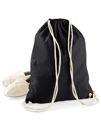 Westford Mill Cotton Gymsac w110 - Black O S - Customisable Bags