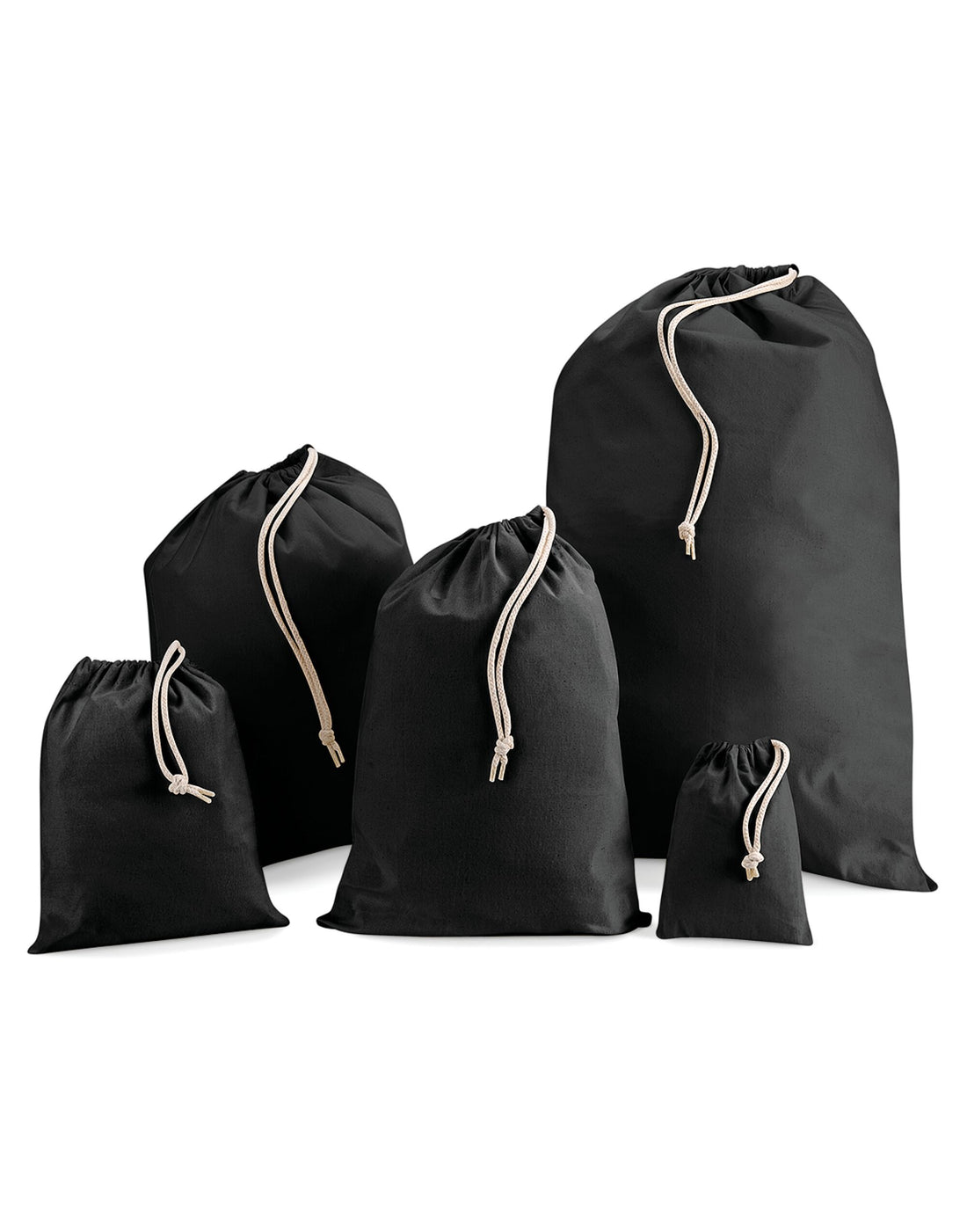 Westford Mill Cotton Stuff Bag w115 - Black - Customisable Bags