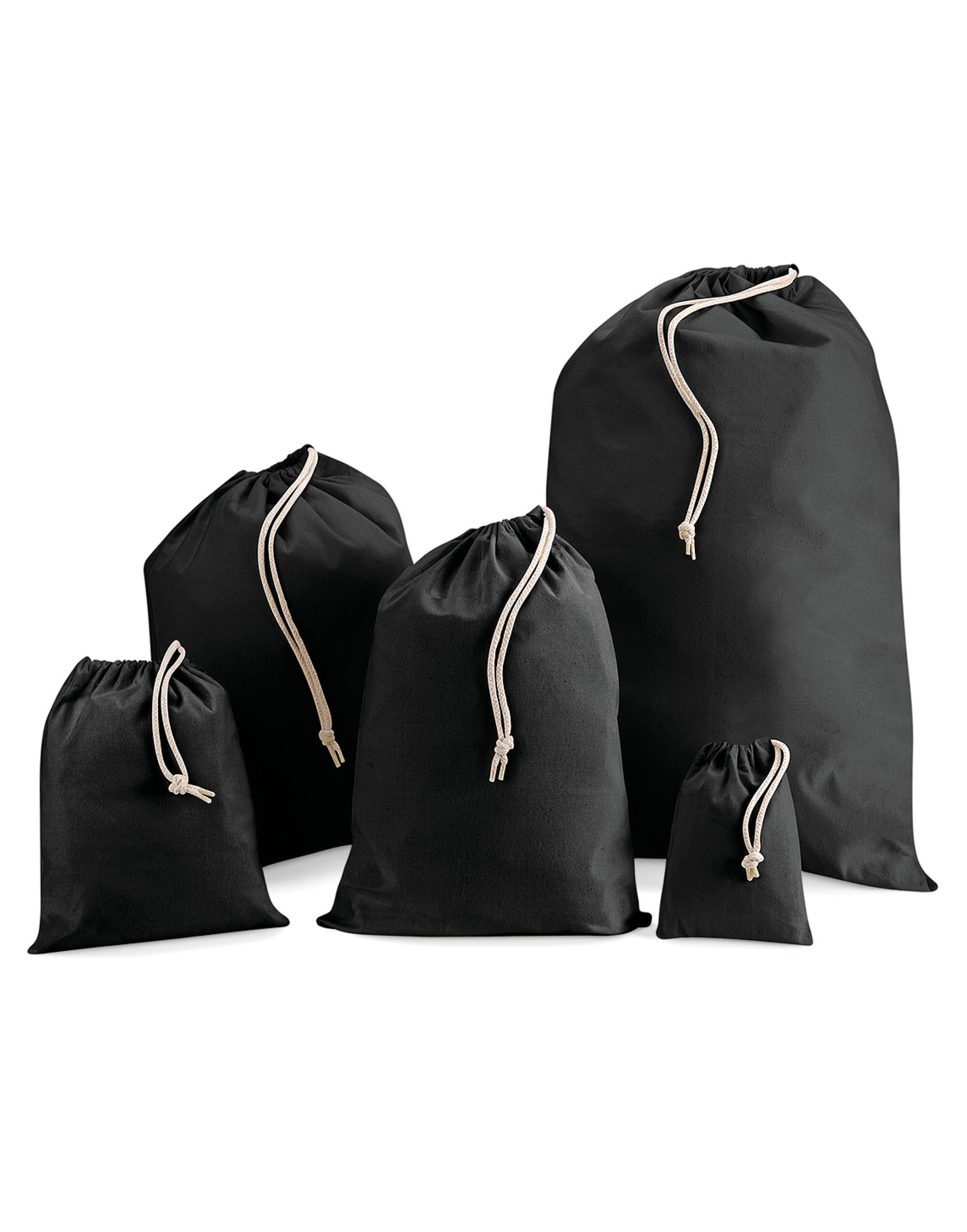 Westford Mill Cotton Stuff Bag w115 - Black - Customisable Bags