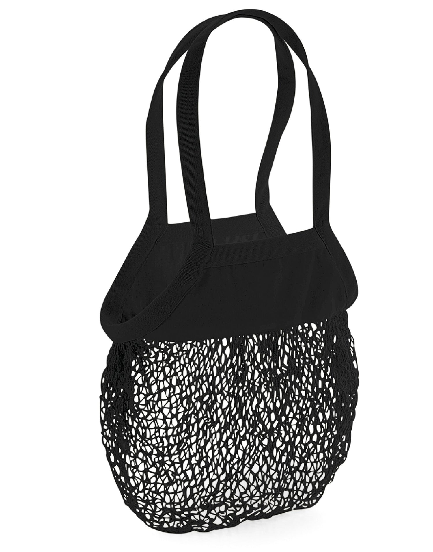 Westford Mill Organic Mesh Grocery Bag w150 - Black O S - Customisable Bags