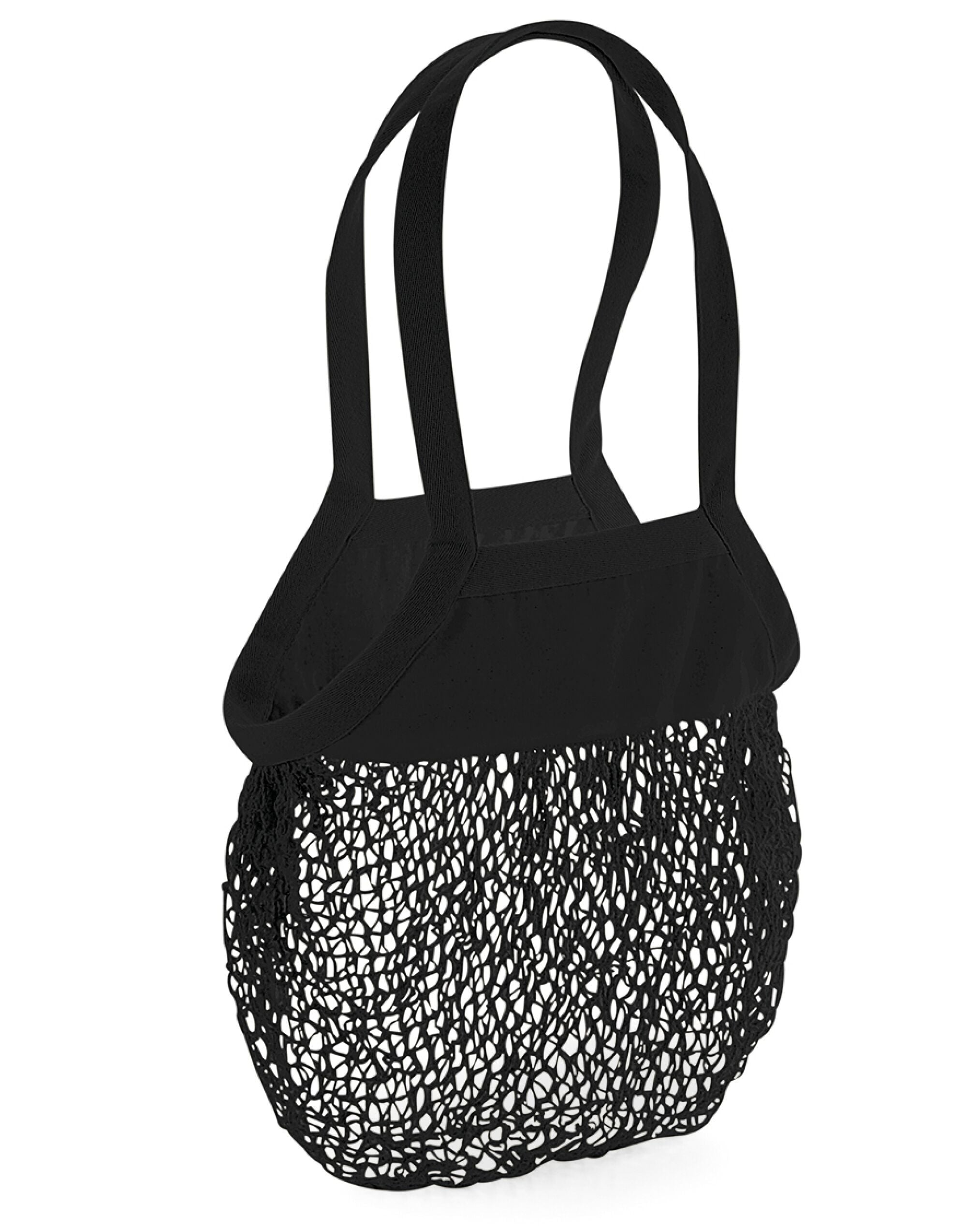 Westford Mill Organic Mesh Grocery Bag w150 - Black O S - Customisable Bags