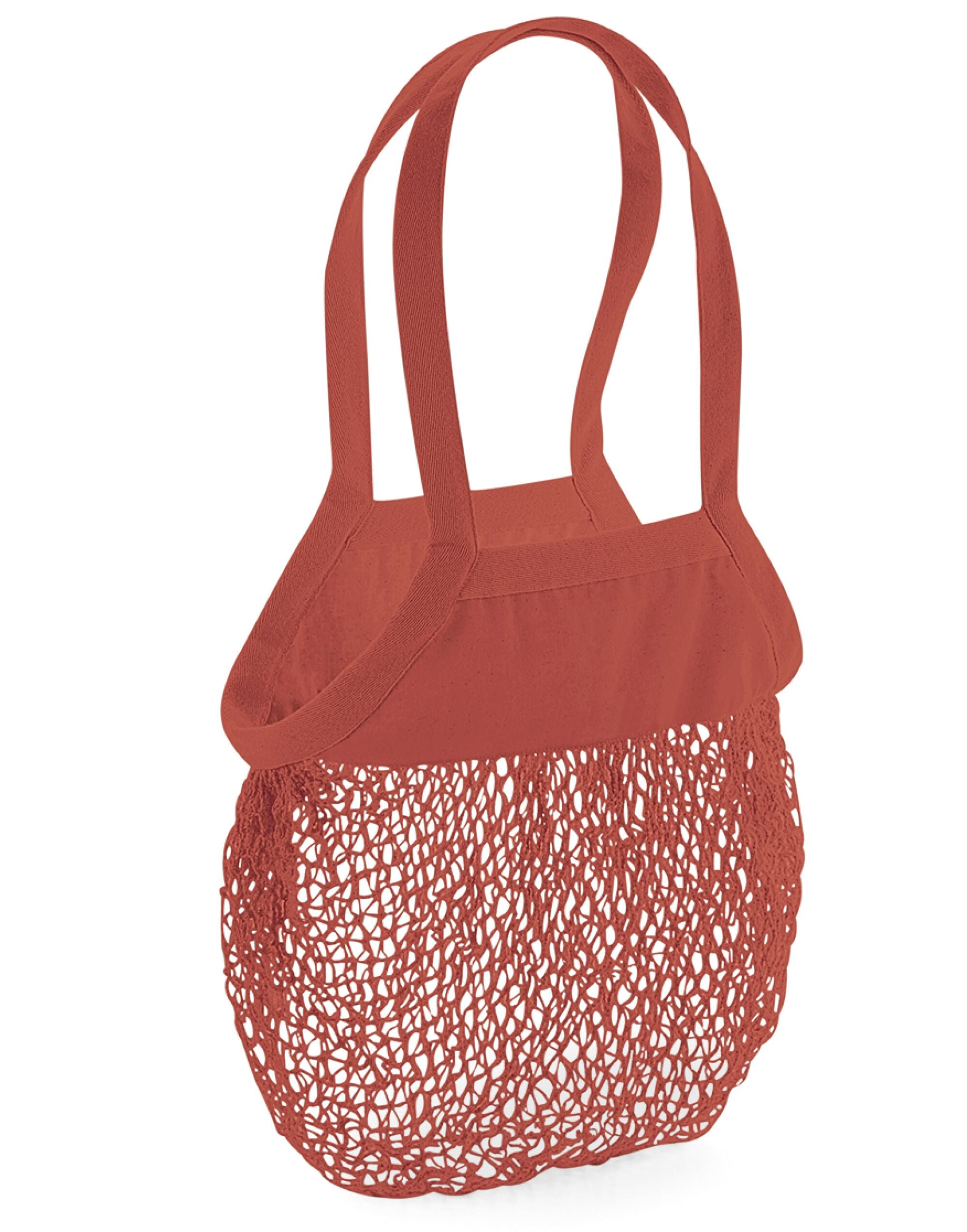 Westford Mill Organic Mesh Grocery Bag w150 - Orange Rust O S - Customisable Bags