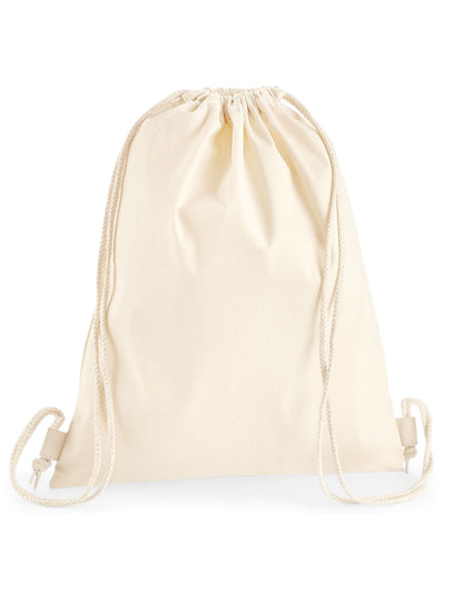 Westford Mill Premium Cotton Gymsac w210 - Natural O S - Customisable Bags