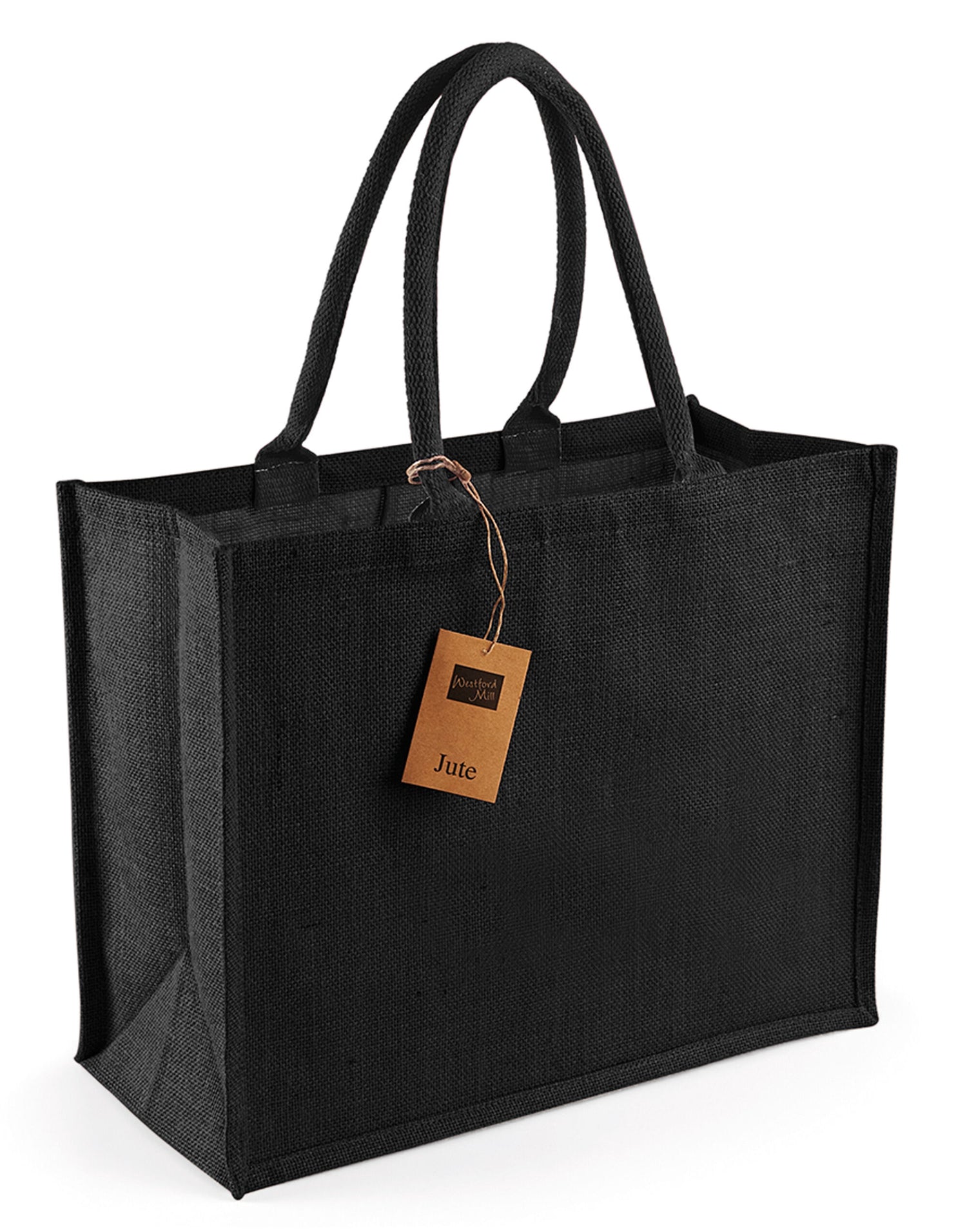 Westford Mill Jute Classic Shopper w407 - Black Black O S - Customisable Bags