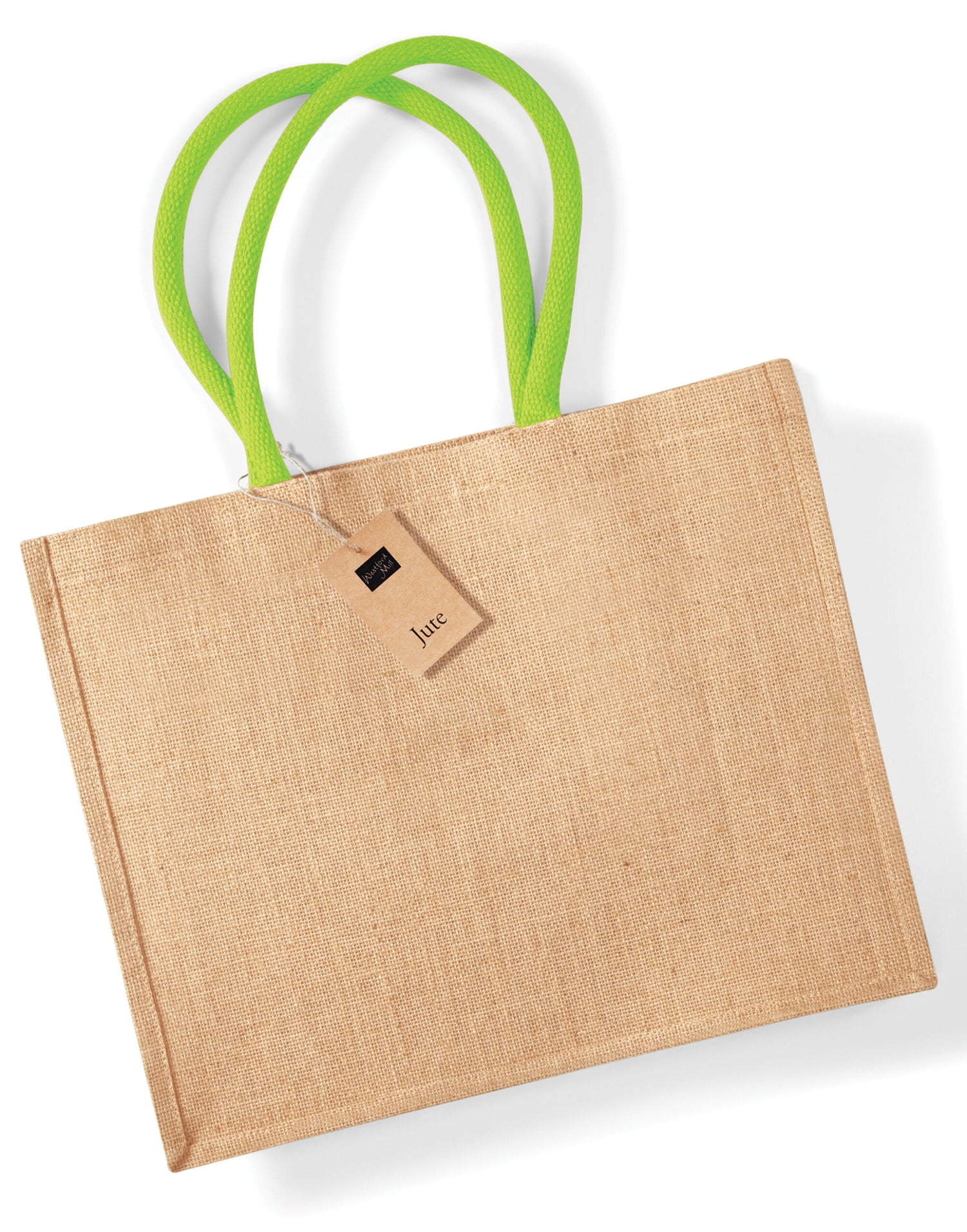 Westford Mill Jute Classic Shopper w407 - Natural Lime O S - Customisable Bags