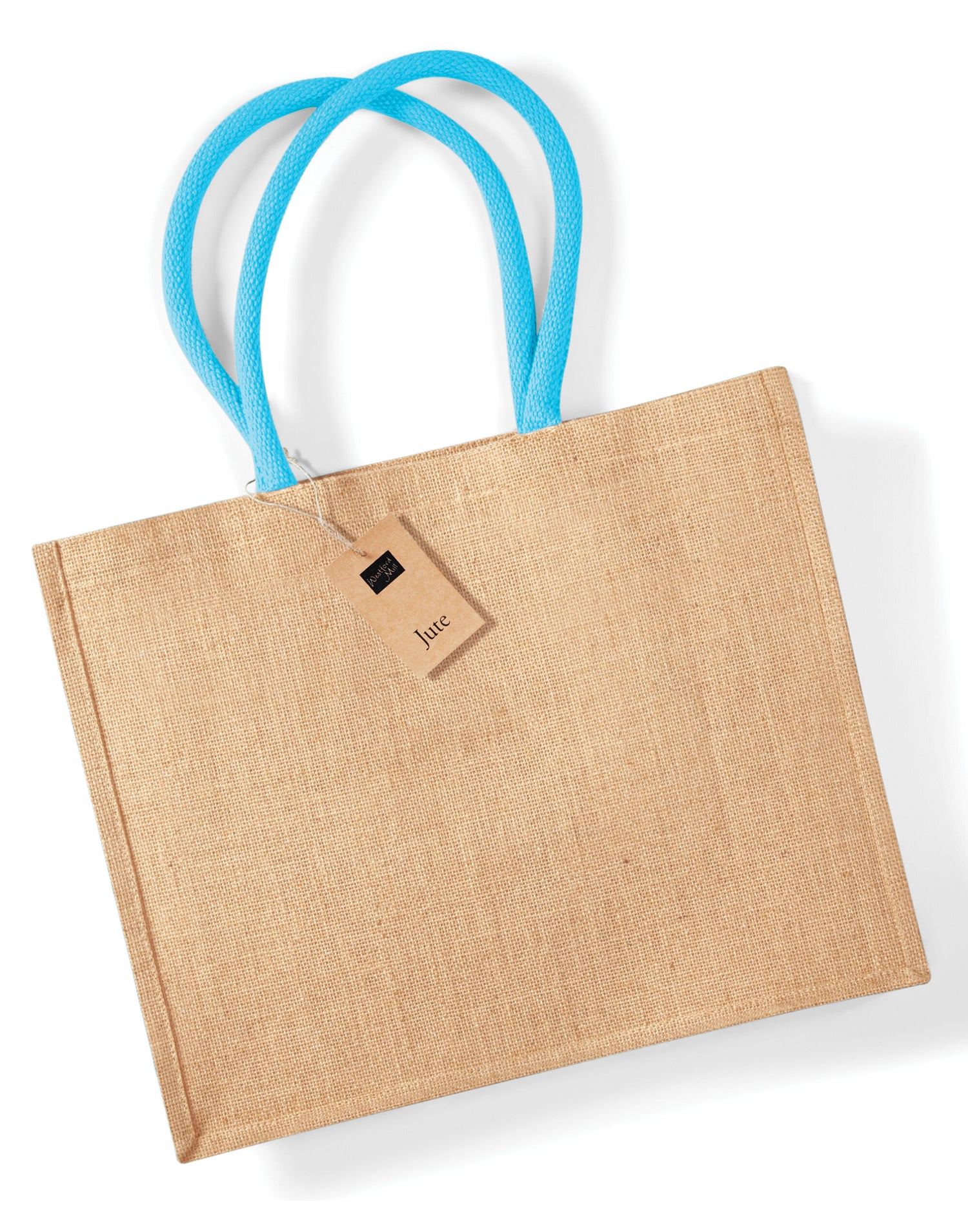 Westford Mill Jute Classic Shopper w407 - Natural Surf Blue O S - Customisable Bags