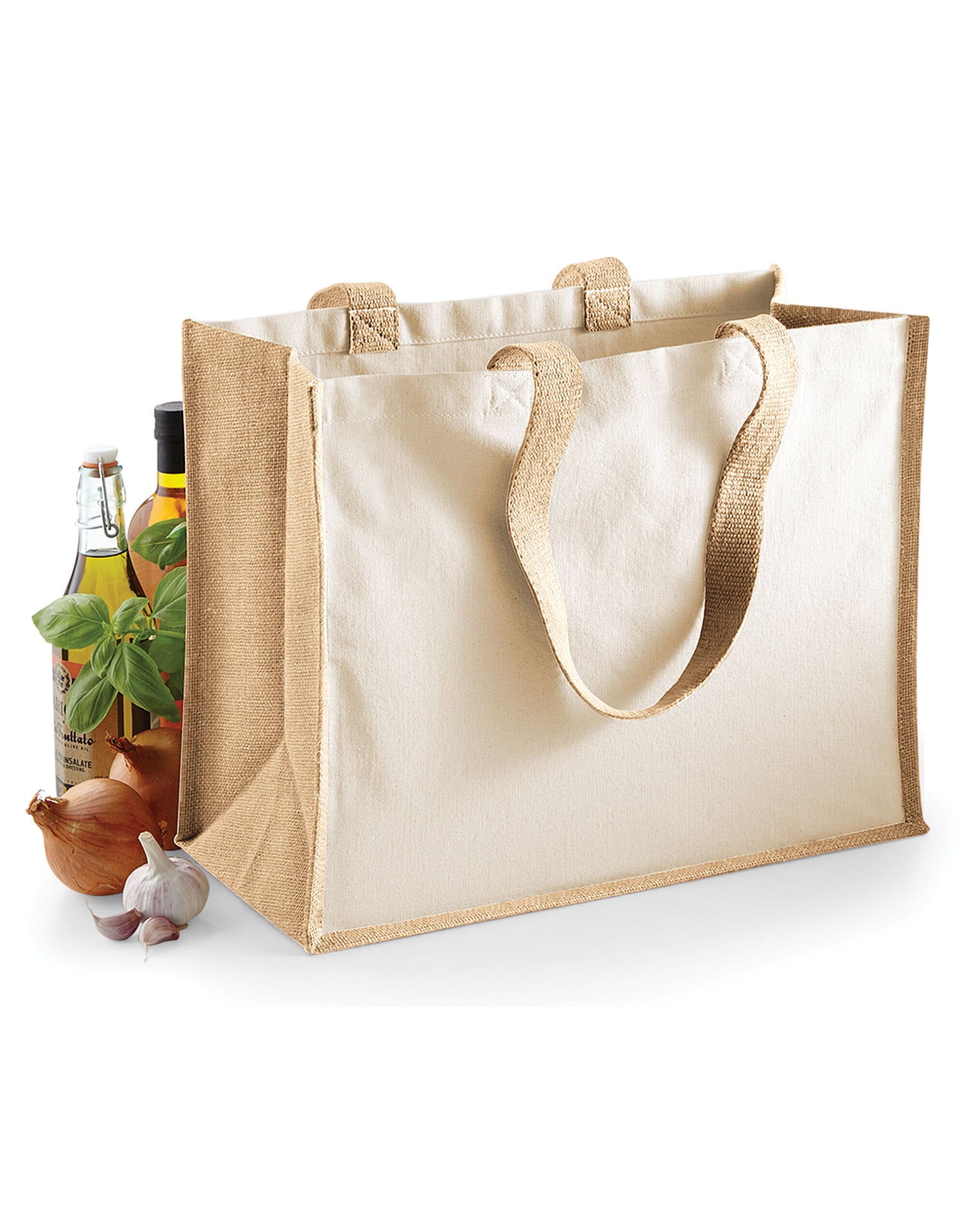 Westford Mill Printers Jute Shopper w422 - Natural O S - Customisable Bags