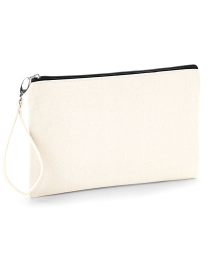 Westford Mill Canvas Wristlet Pouch w520 - Natural Black O S - Customisable Bags