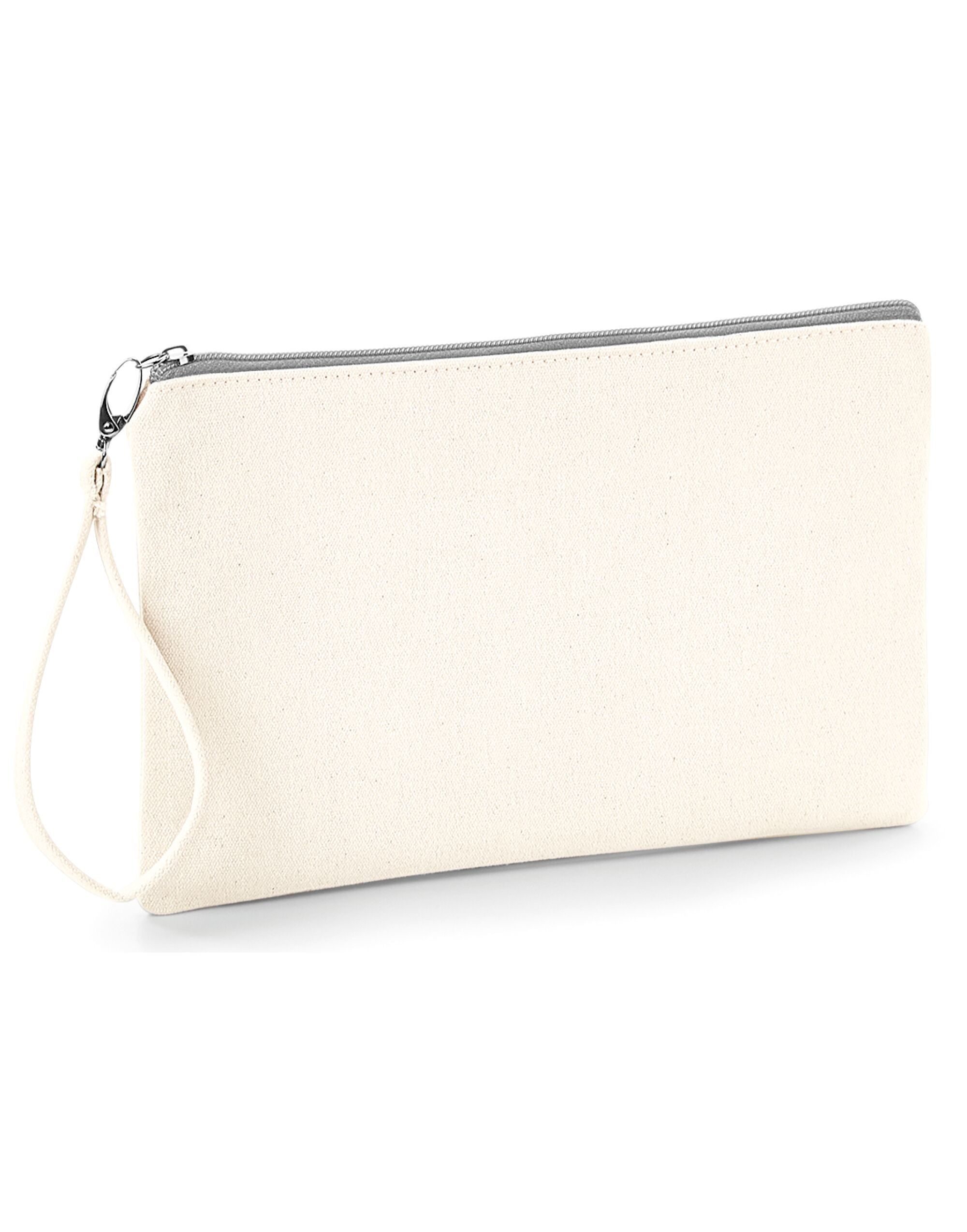 Westford Mill Canvas Wristlet Pouch w520 - Natural Light Grey O S - Customisable Bags