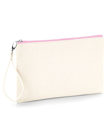 Westford Mill Canvas Wristlet Pouch w520 - Natural Pink O S - Customisable Bags