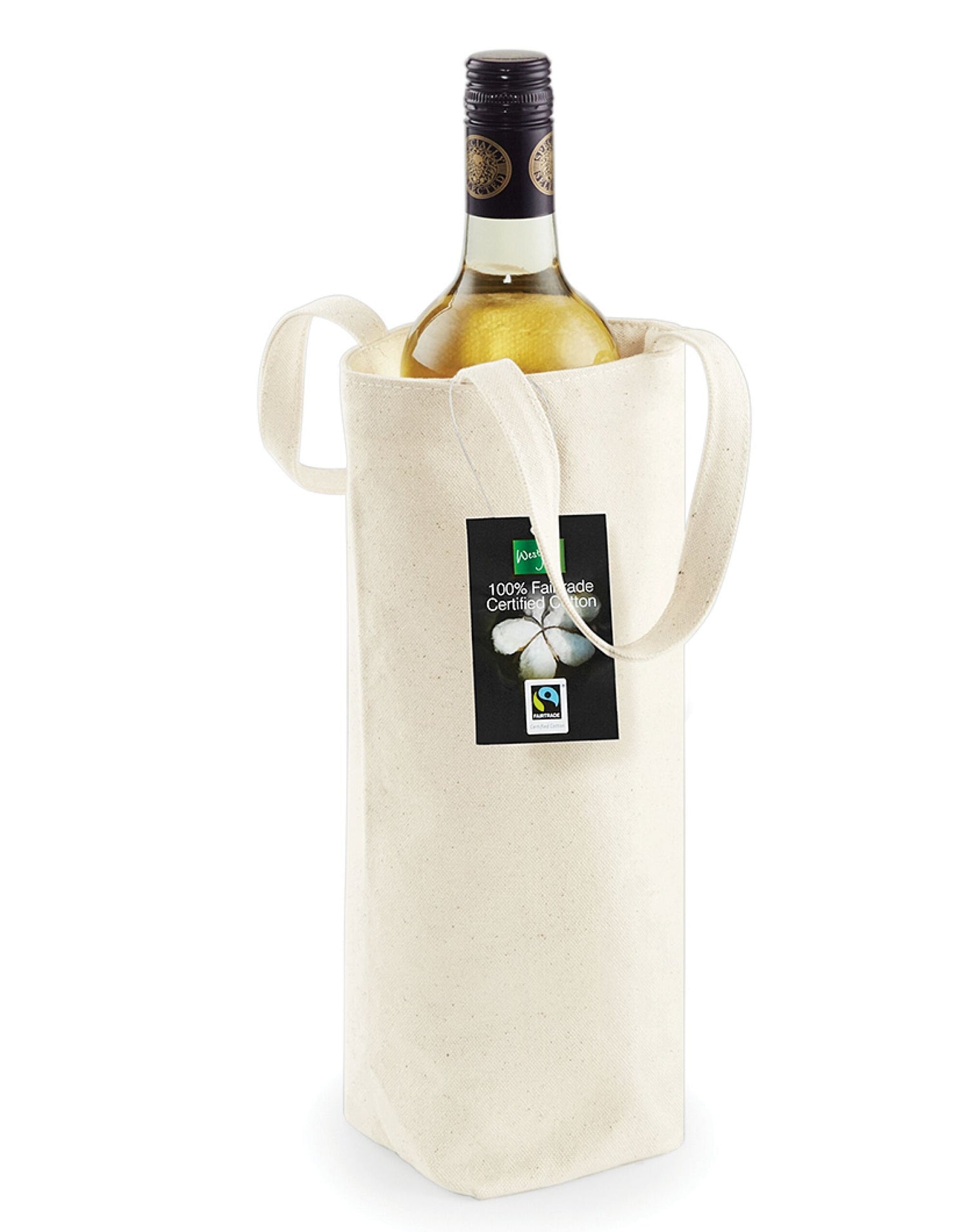 Westford Mill FairtradeCotton Bottle Bag w620 - Natural O S - Customisable Bags