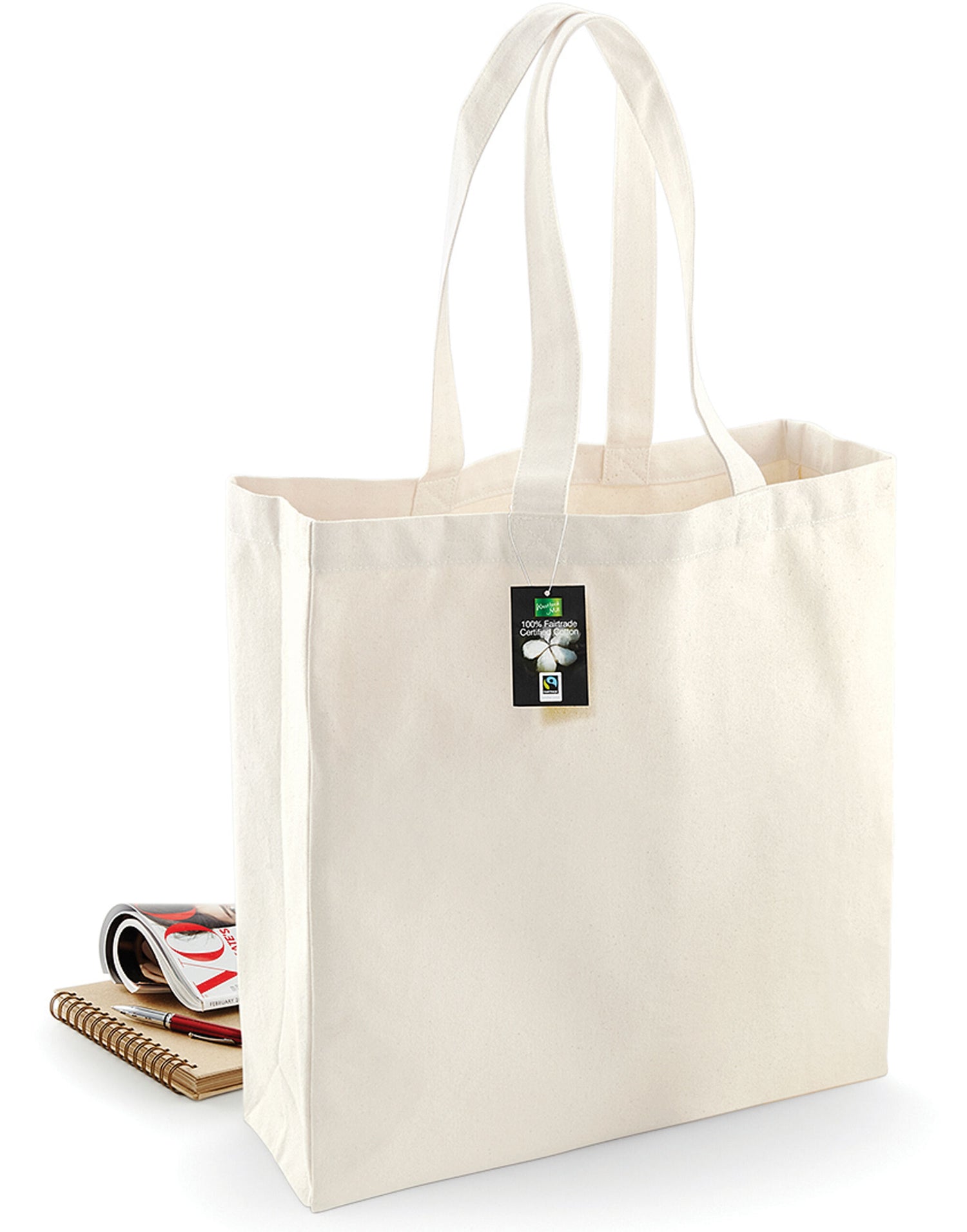 Westford Mill FT Cotton Classic Shopper w623 - Natural O S - Customisable Bags