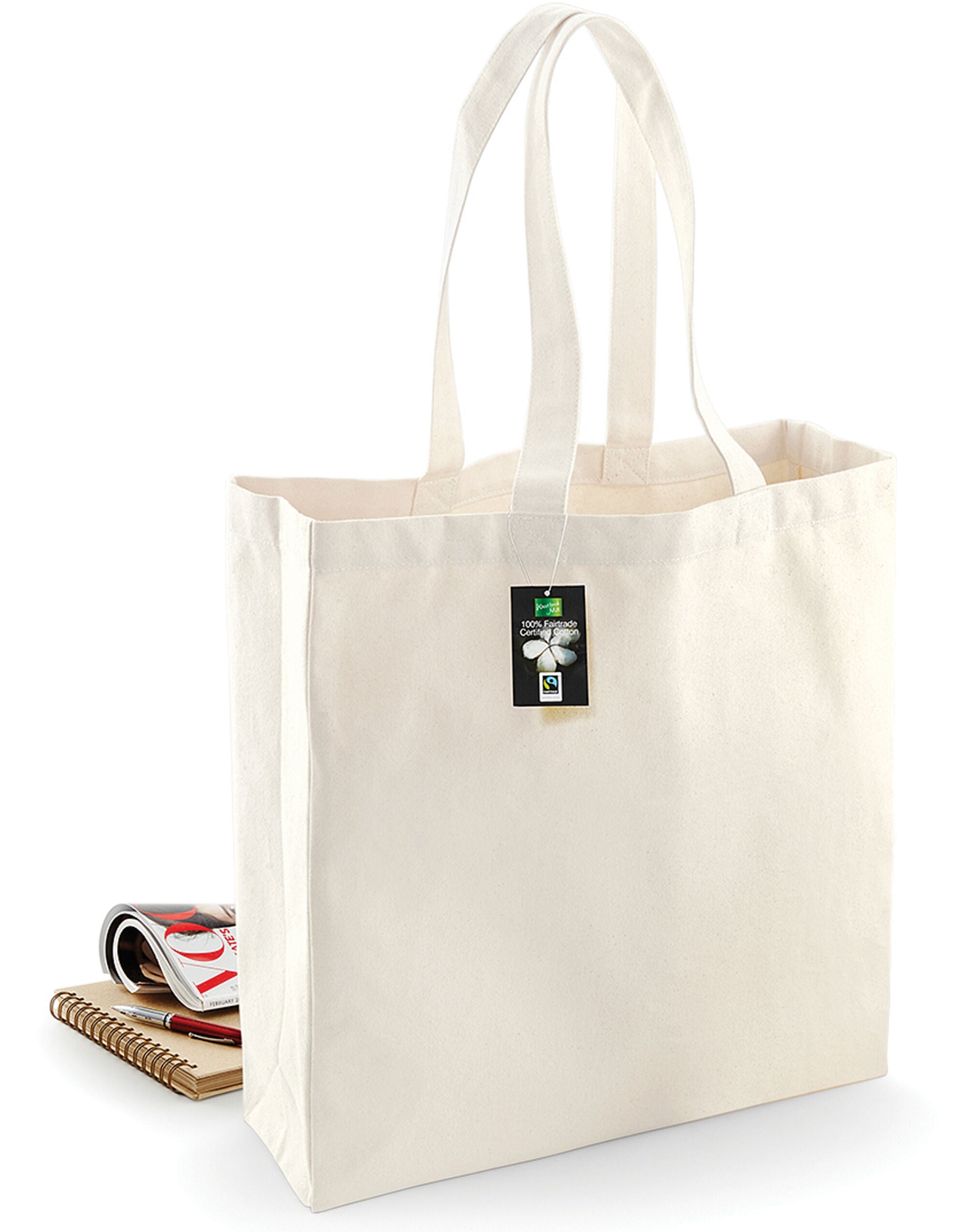 Westford Mill FT Cotton Classic Shopper w623 - Natural O S - Customisable Bags