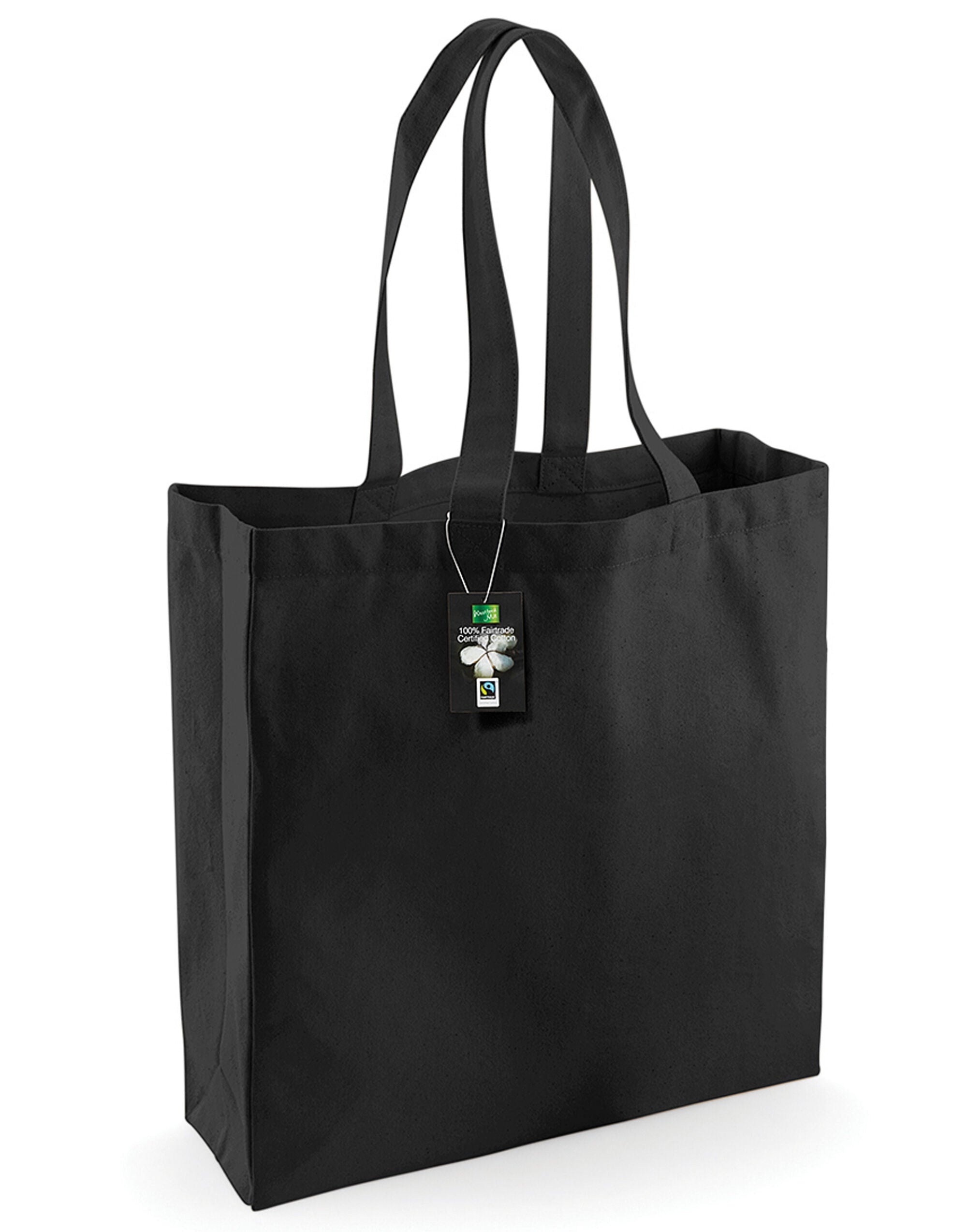 Westford Mill FT Cotton Classic Shopper w623 - Black O S - Customisable Bags