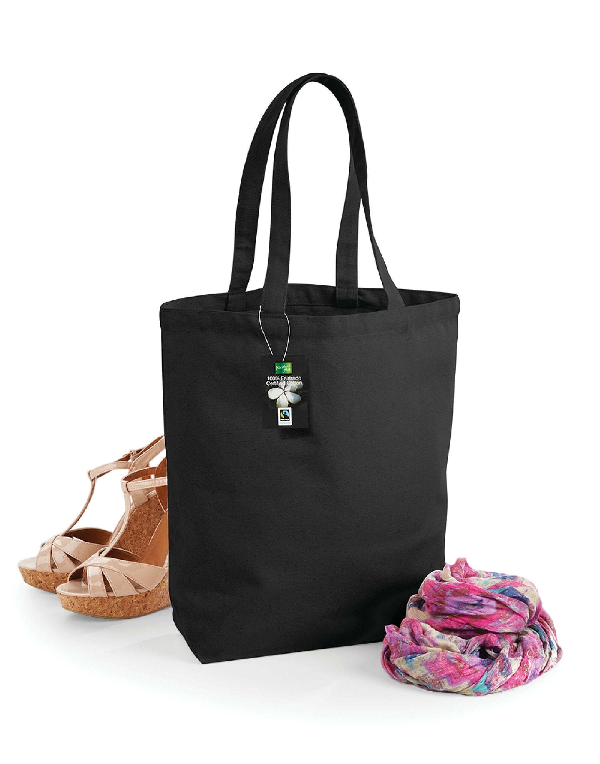 Westford Mill Fair Trade Camden Shopper w671 - Black O S - Customisable Bags